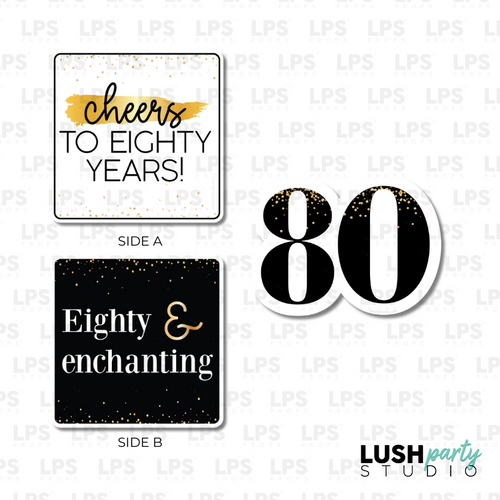 80 eighty birthday photo booth prop signs