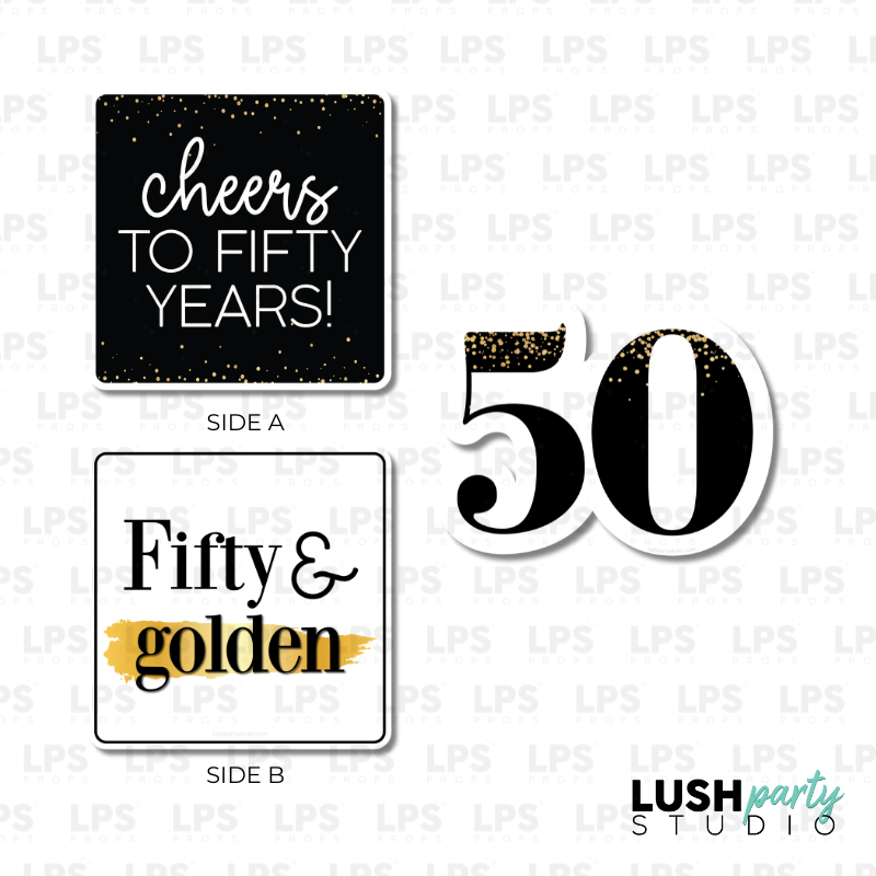 50th fifty birthday photo booth prop signs