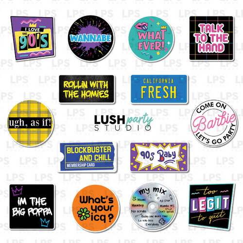 90s Nineties Photo Booth Word Prop Signs