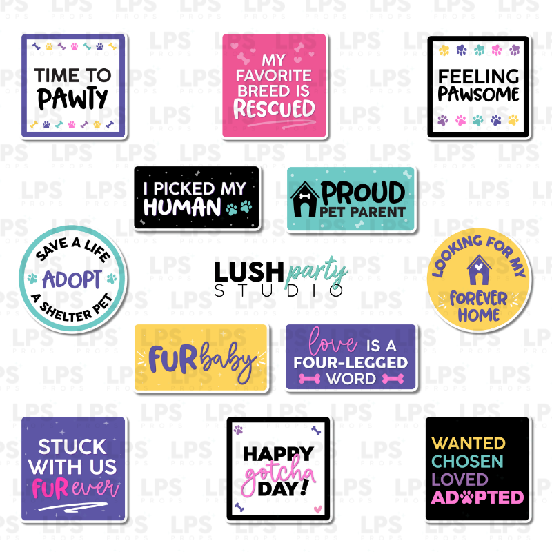 Animal rescue pet adoption photo booth prop signs