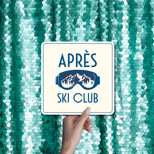 après-ski winter photo booth prop signs