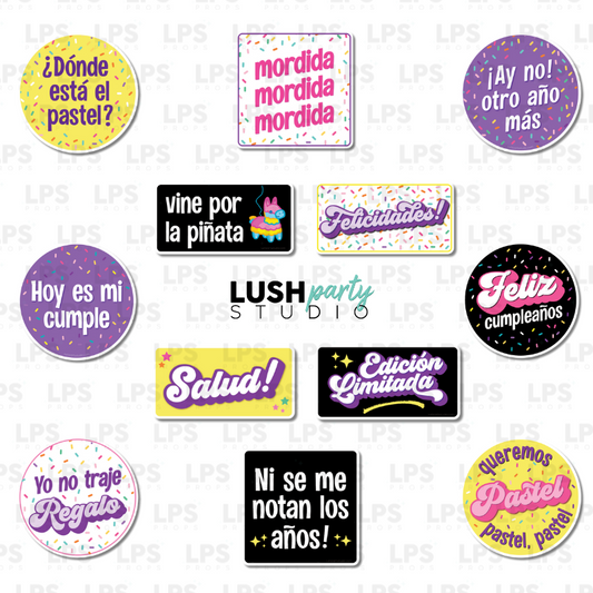 spanish cumpleanos birthday Photo Booth Word Prop Signs