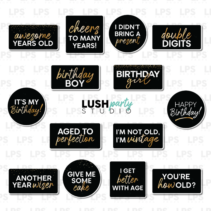 Birthday Party Photo Booth Word Prop Signs