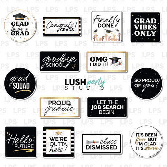 Graduation Party Photo Booth Word Prop Signs