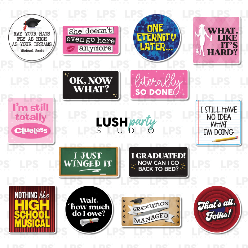 Pop Culture Graduation Funny Photo Booth Word Prop Signs