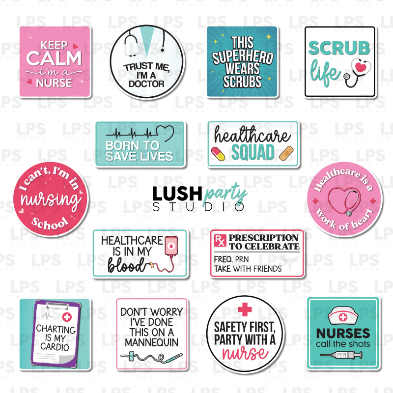 healthcare nurse nursing doctor photo booth prop signs