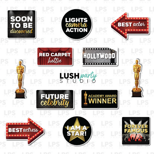 Hollywood OscarsMovie night Photo Booth Word Prop Signs