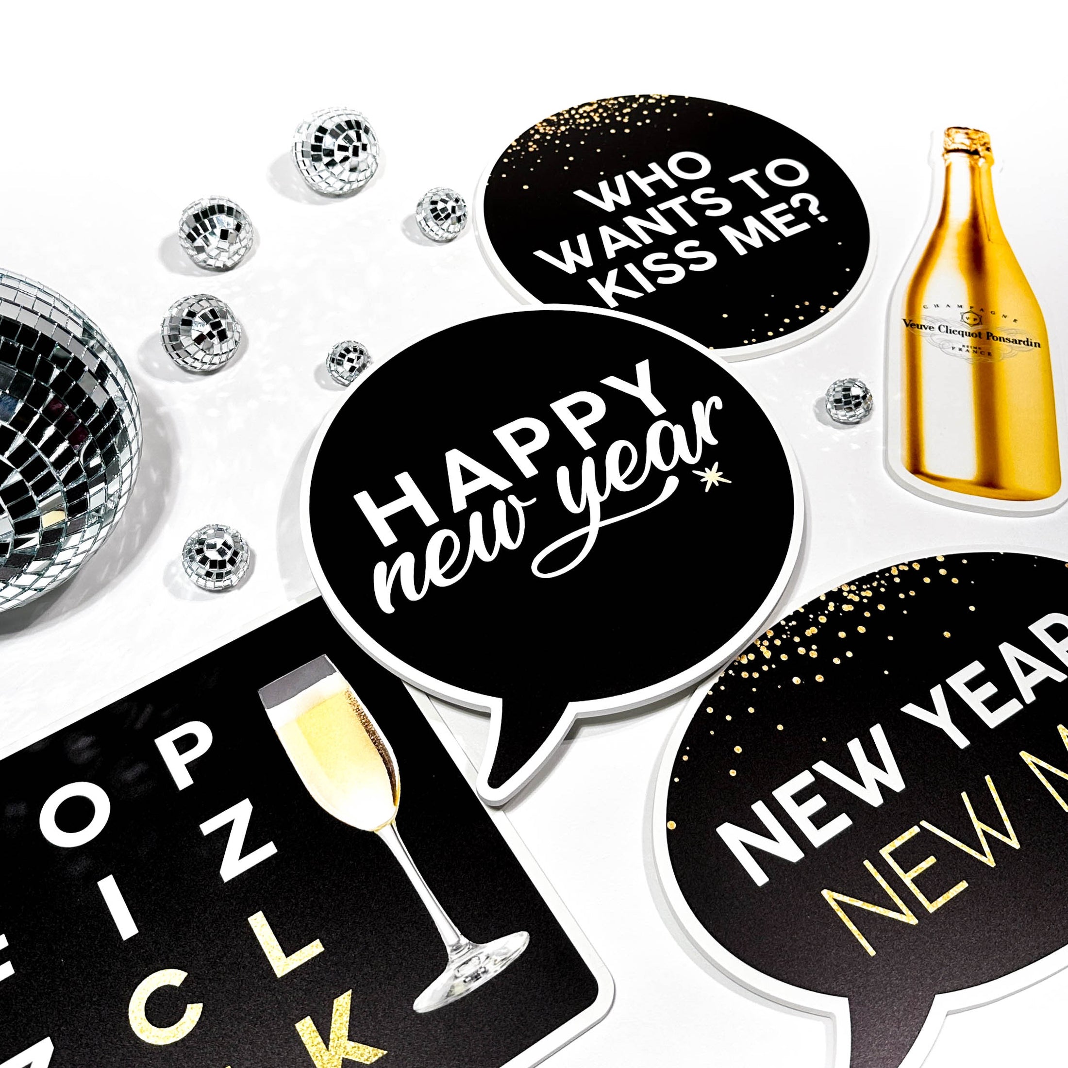 New Year Photo Booth Word Prop Signs