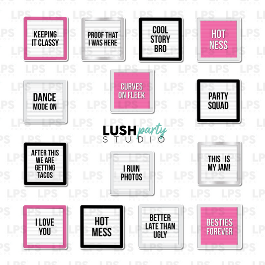 letterboard photo booth prop signs lush party studio