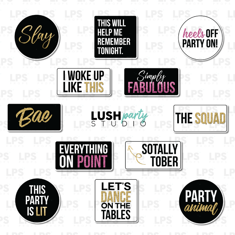 Party Photo Booth Word Prop Signs