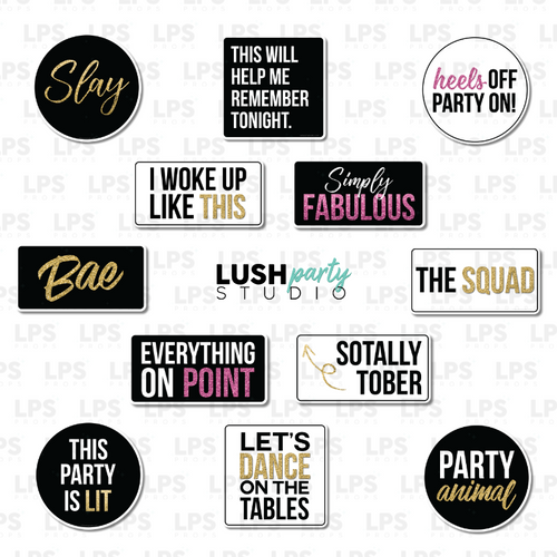 Party Photo Booth Word Prop Signs