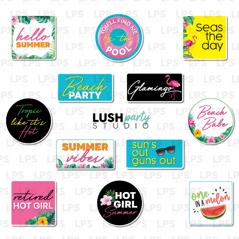 Summer Vibes Photo Booth Word Prop Signs