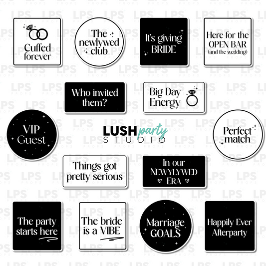 glam wedding vogue photo booth prop signs