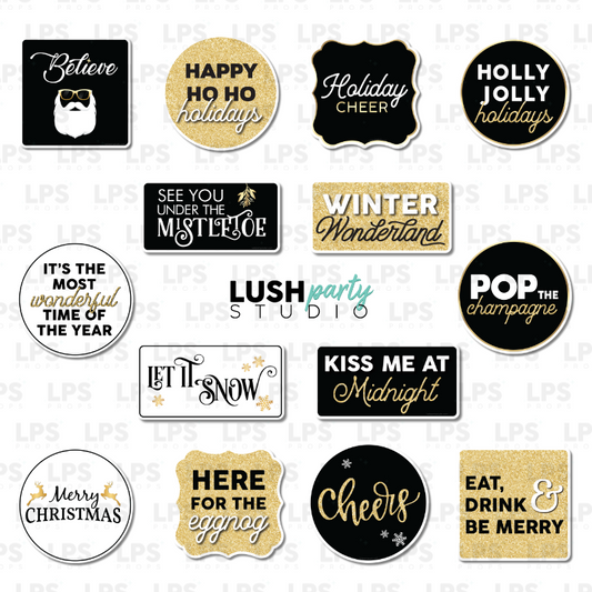 Classy Christmas Xmas Photo Booth Word Prop Signs