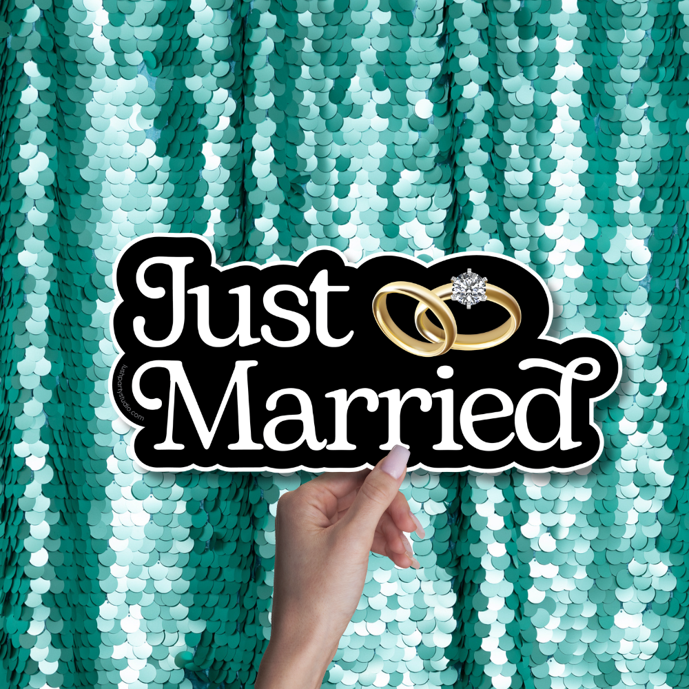 Just married wedding Photo Booth Prop Word Sign